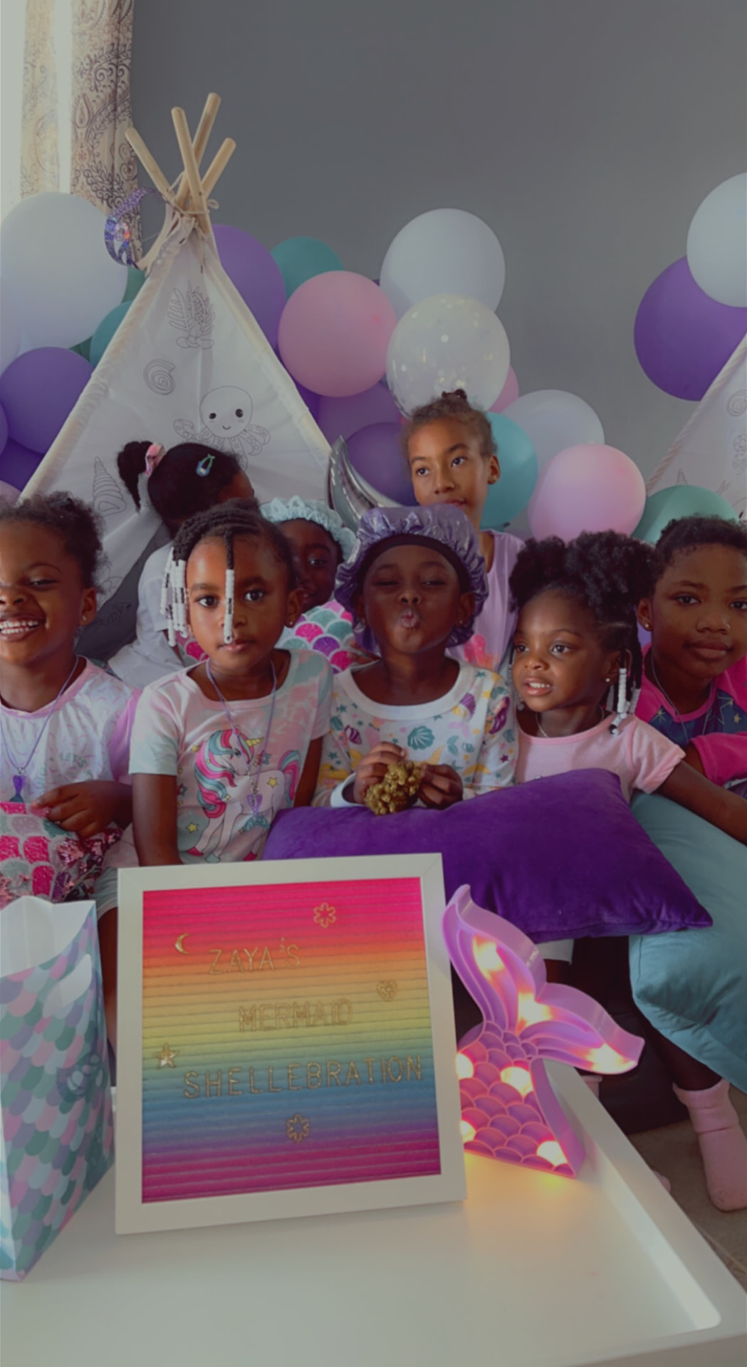 Children celebrating at Zaya's Mermaid Shellebration party
